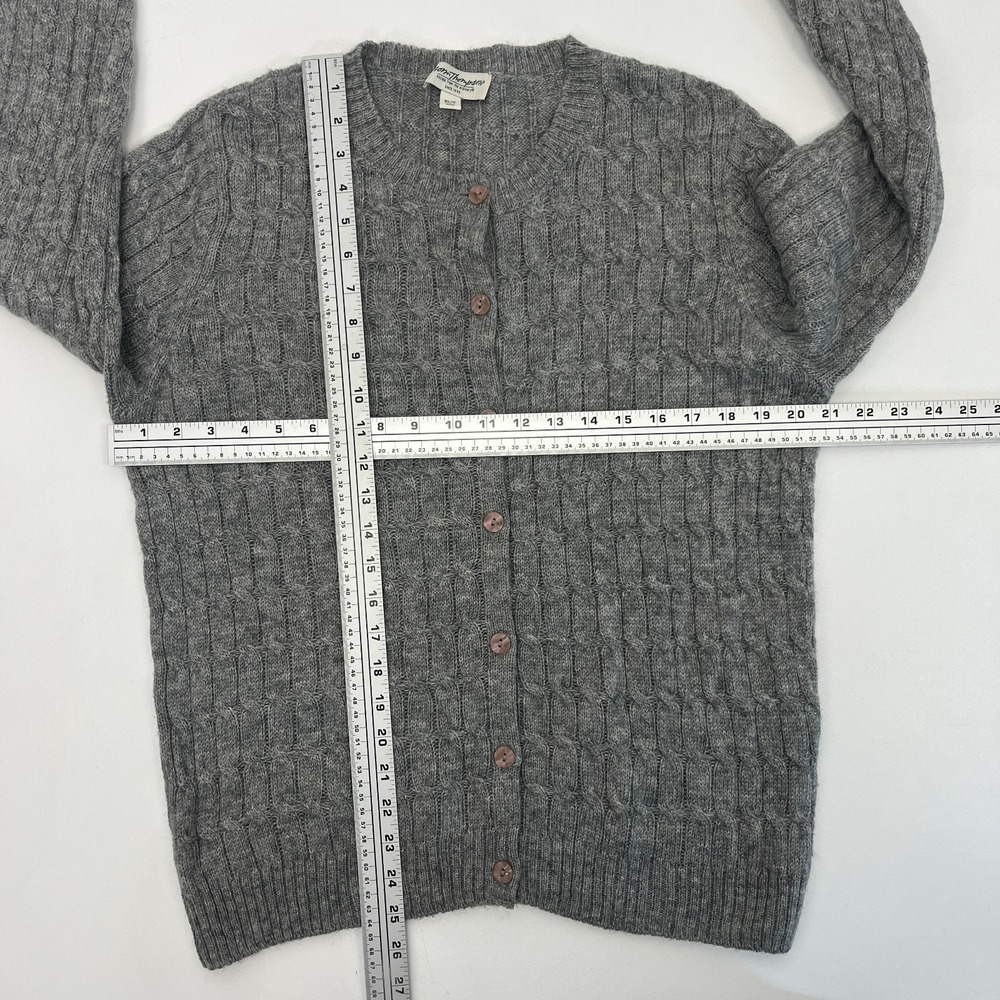 Norm Thompson 100% Wool Cardigan Cable Knit Button Front Sweater Fisherman XLP - Picture 7 of 10